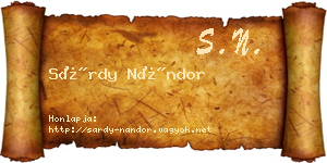 Sárdy Nándor névjegykártya