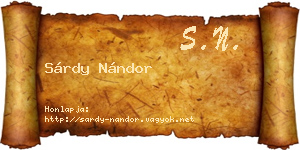 Sárdy Nándor névjegykártya